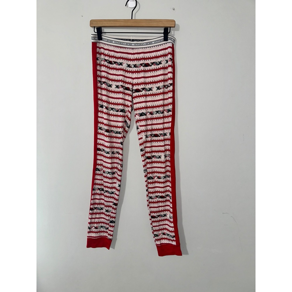 Victoria's‎ Secret Pajama Pants S Red White Striped Plaid Sleepwear Lounge